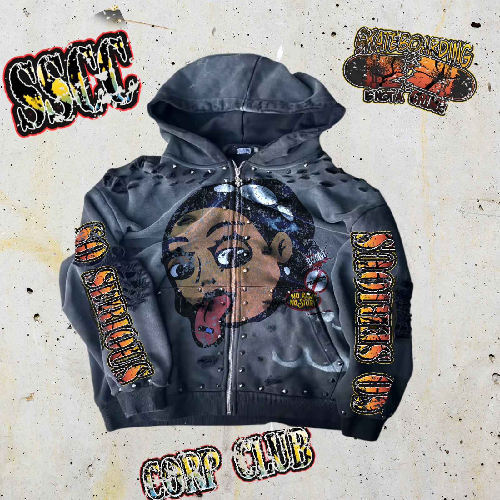 SSCC distressed hoodie pre-order (black)