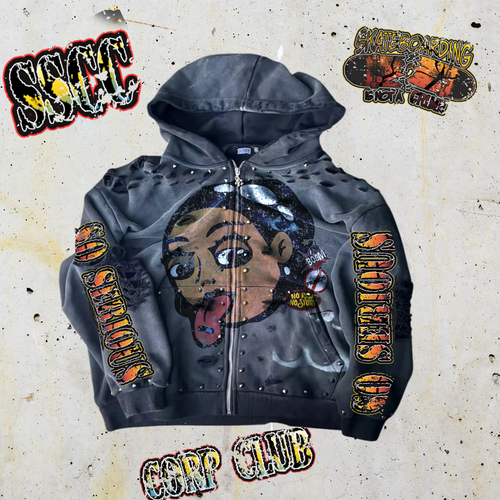 SSCC distressed hoodie pre-order (black)