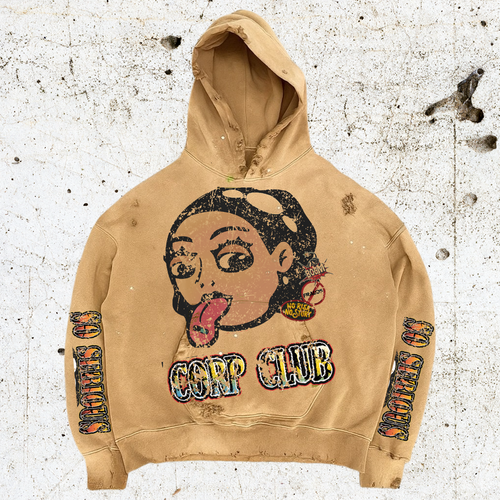 SSCC distressed hoodie pre-order (tan)